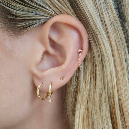Solid Gold Double Piercing Chain Earrings | Local Eclectic – local eclectic